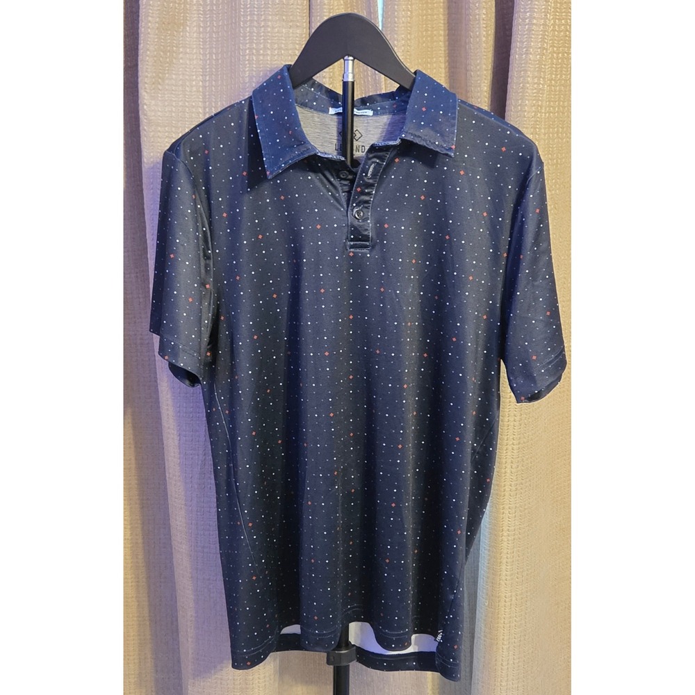 LEG3ND Golf Performance Polo Shirt Men's Size M Navy Extreme Stretch Geometric